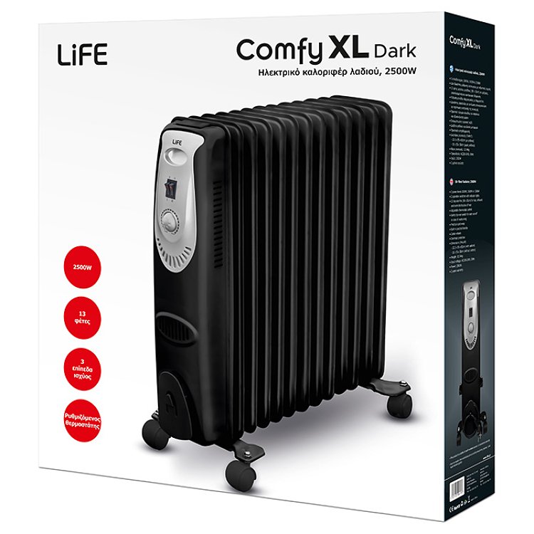 Life Comfy XL Dark 221-0309 Ηλεκτρικό Καλοριφέρ Λαδιού 2500W Μαύρο