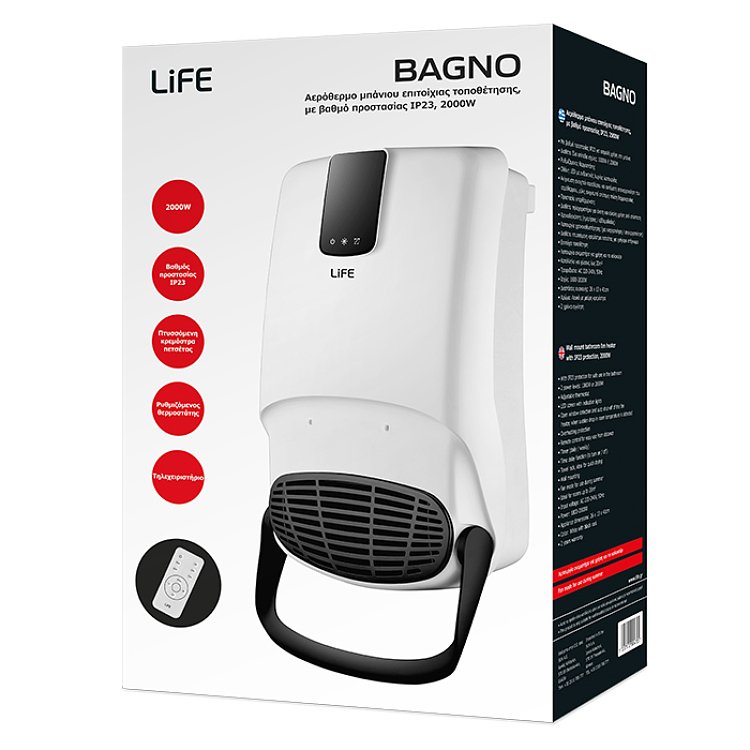 Life Bagno 221-0368 Αερόθερμο Μπάνιου Τοίχου IP23 2000W