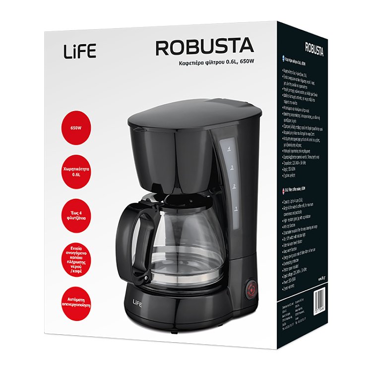 LIFE Robusta Καφετιέρα Φίλτρου 0.6L 221-0376