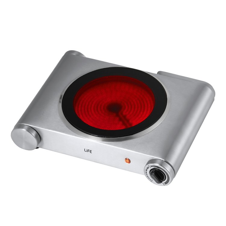 Life CERAMICA Single Επιτραπέζια Μονή Κεραμική Εστία Inox 1200W 221-0378