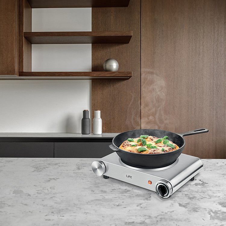 Life CERAMICA Single Επιτραπέζια Μονή Κεραμική Εστία Inox 1200W 221-0378