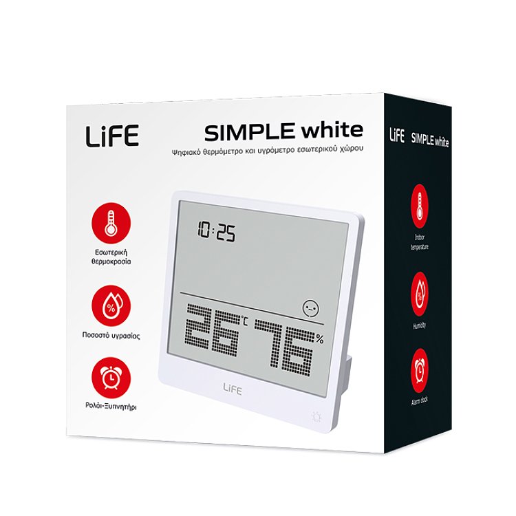 Life Simple White 221-0395 Ψηφιακό Θερμόμετρο Υγρόμετρο Λευκό
