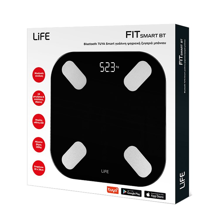 Bluetooth Tuya Smart Ψηφιακή Ζυγαριά Μπάνιου Life Fit Smart Bt 221-0414