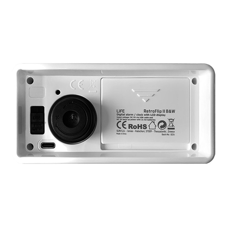 Ψηφιακό Ρολόι Ξυπνητήρι Life Retroflip II B&W 221-0416