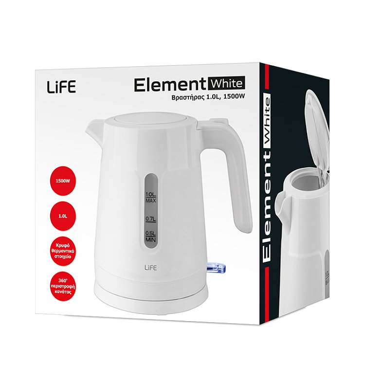 LIFE Element Βραστήρας Λευκό 1.0L 1500W 221-0419