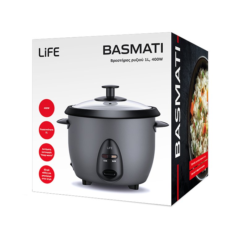 LIFE BASMATI Βραστήρας Ρυζιού 1L 400W 221-0432