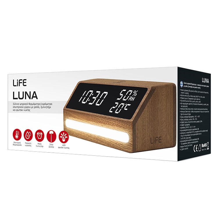Life Luna 221-0486 Ψηφιακό Θερμόμετρο Υγρόμετρο Εσωτερικού Χώρου