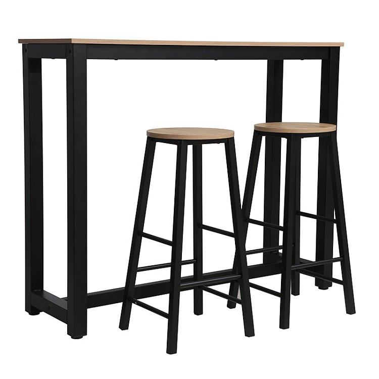 Σετ τραπέζι μπαρ Marle pakoworld 3τμχ sonoma-μαύρο πόδι 120x40x100εκ 225-000015