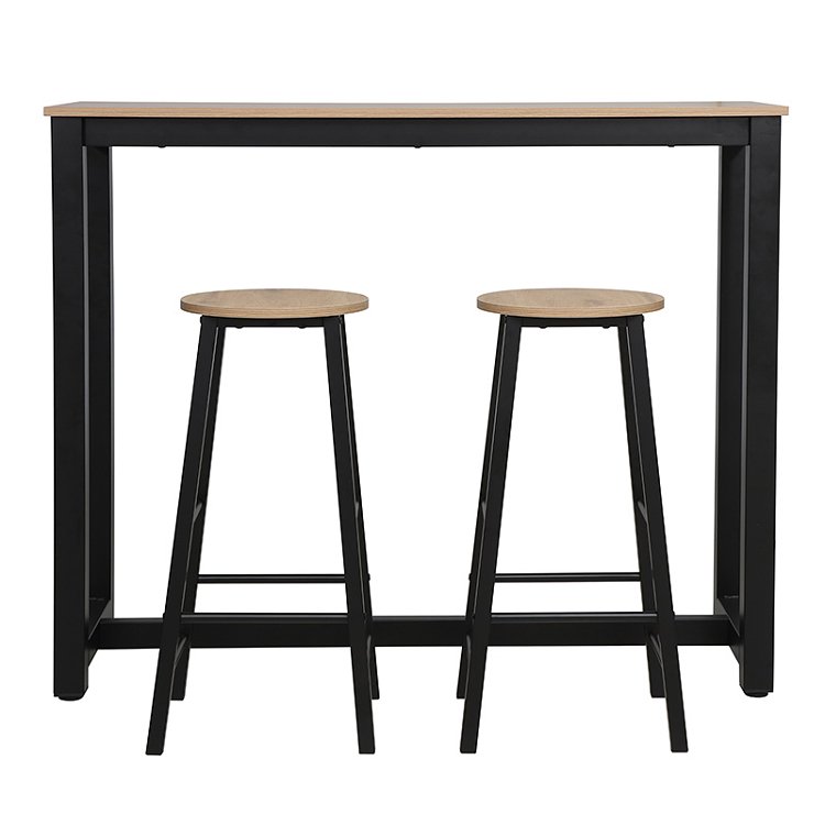 Σετ τραπέζι μπαρ Marle pakoworld 3τμχ sonoma-μαύρο πόδι 120x40x100εκ 225-000015