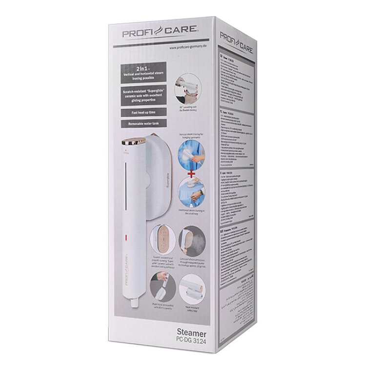 PROFI-CARE PC-DG 3124  Κάθετο Σίδερο Ατμού 1300W Λευκό/Ροζ 229-0052