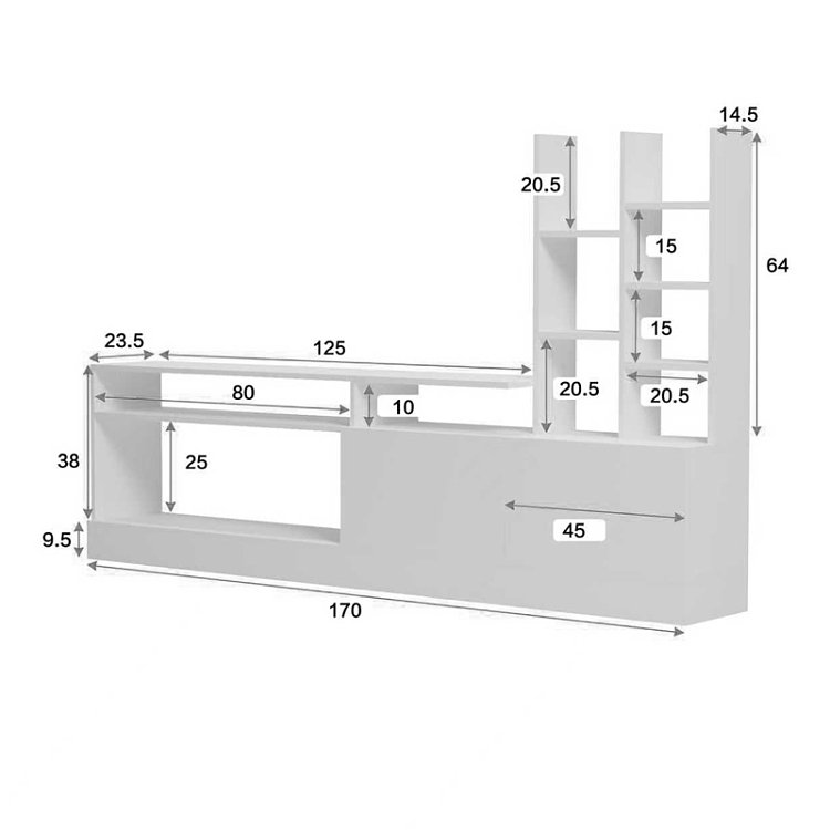 Σύνθετο σαλονιού Seruno pakoworld λευκό 170x25x100εκ 230-000067