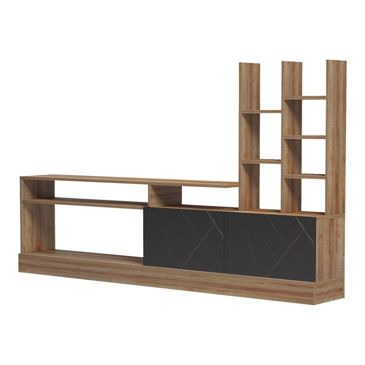 Σύνθετο σαλονιού Seruno pakoworld oak - μαύρο μαρμάρου 170x25x100εκ 230-000068
