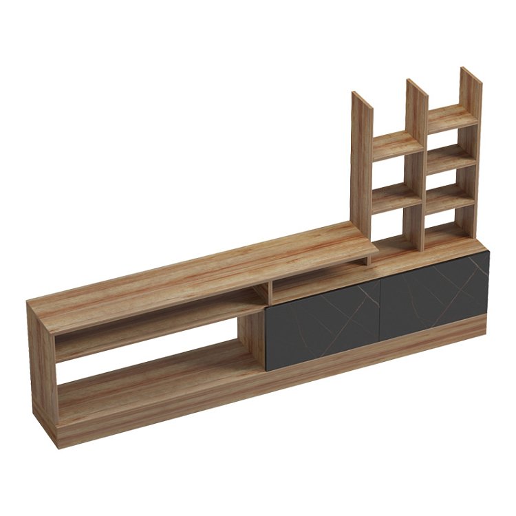 Σύνθετο σαλονιού Seruno pakoworld oak - μαύρο μαρμάρου 170x25x100εκ 230-000068