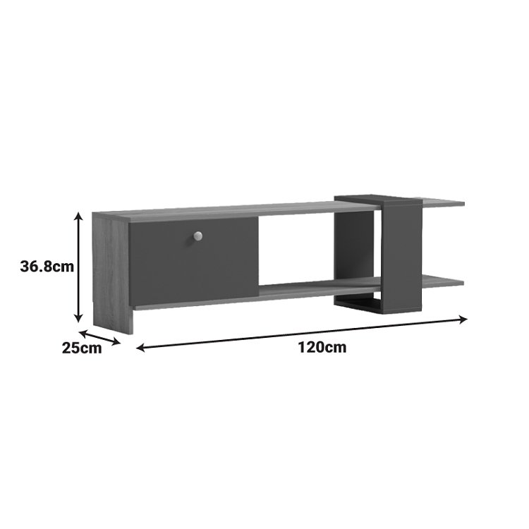 Έπιπλο τηλεόρασης Standi pakoworld σε sonoma-ανθρακί 120x25x36.8εκ 230-000200