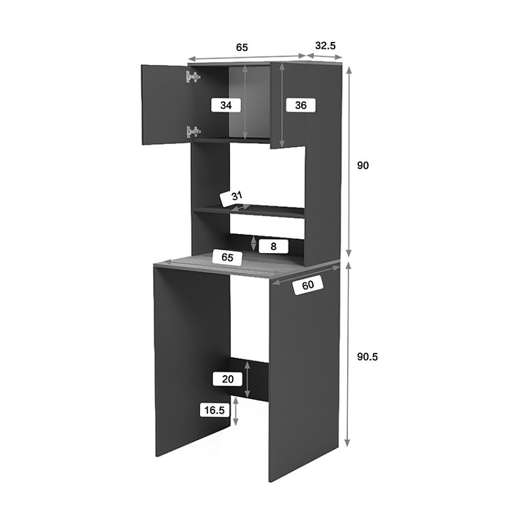 Έπιπλο πλυντηρίου Chaxe pakoworld ανθρακί-sonoma 65x32.5x183.6εκ 230-000203