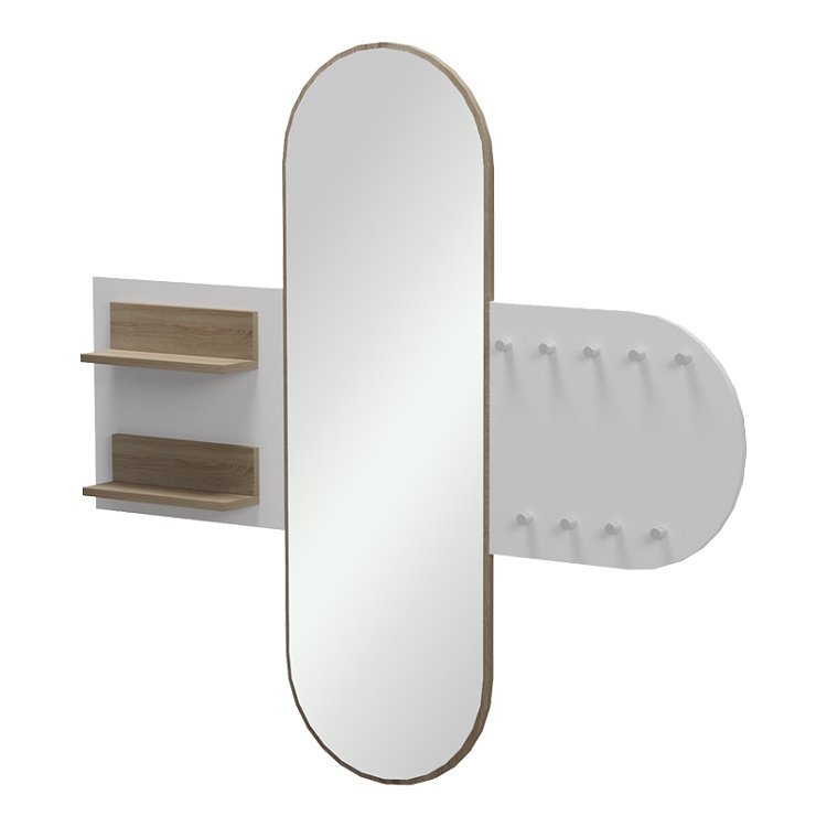 Κρεμάστρα με καθρέπτη Baunty pakoworld sonoma-λευκό 125x11x122εκ 230-000209