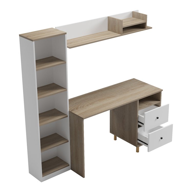 Σύνθεση γραφείου Kontor pakoworld sonoma-λευκό 160x50x158,2εκ 230-000211