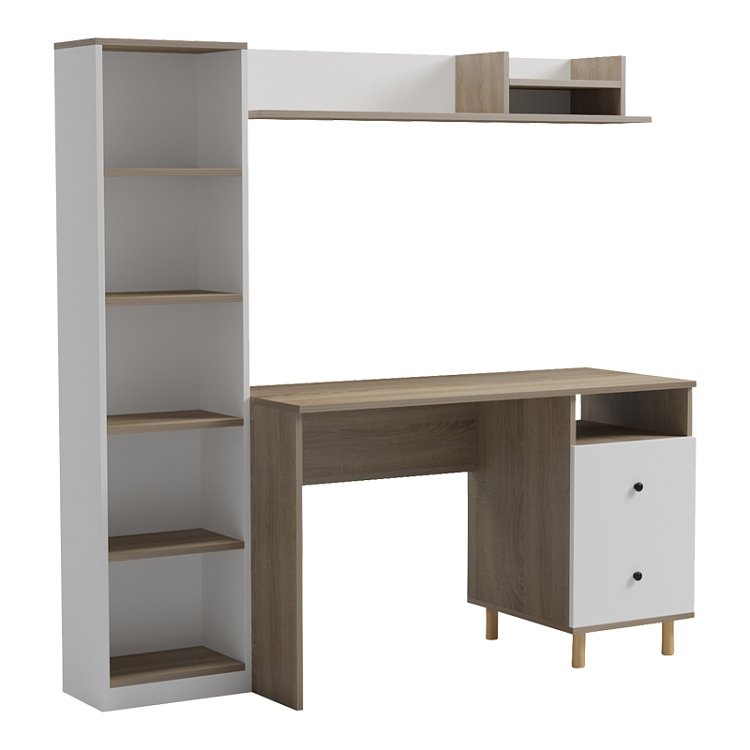 Σύνθεση γραφείου Kontor pakoworld sonoma-λευκό 160x50x158,2εκ 230-000211
