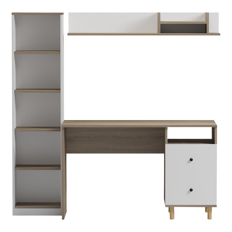 Σύνθεση γραφείου Kontor pakoworld sonoma-λευκό 160x50x158,2εκ 230-000211