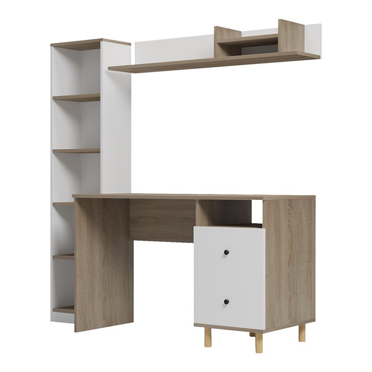 Σύνθεση γραφείου Kontor pakoworld sonoma-λευκό 160x50x158,2εκ 230-000211