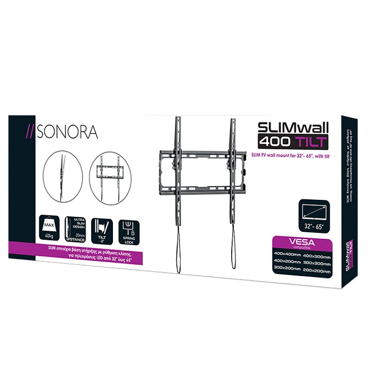 SONORA SLIMWALL 400 TILT Επιτοίχια Βάση Τηλεόρασης 32"-65" 230-0115