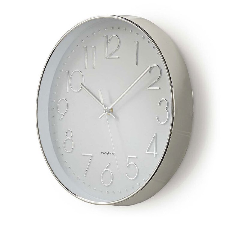 Ρολόι Τοίχου Nedis White & Silver 233-0033