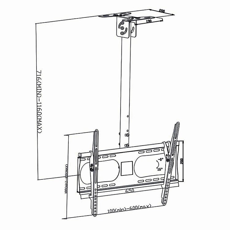NEDIS TVCM1350BK Βάση Οροφής 42"-65" 233-2015