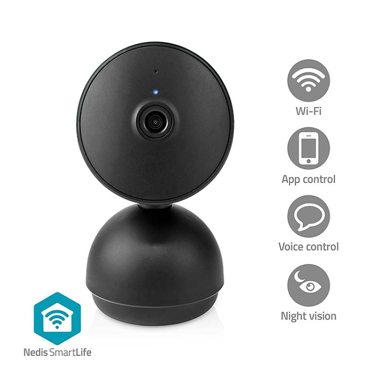 NEDIS WIFICI22CBK Κάμερα Εσωτερικού Χώρου Wi-Fi Smart IP Full HD 1080p Pan tilt 233-2497