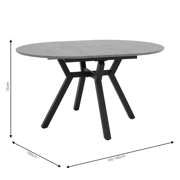 Tραπέζι Frances pakoworld επεκτεινόμενο MDF sonoma-μαύρο 100-140x100x75εκ 235-000023