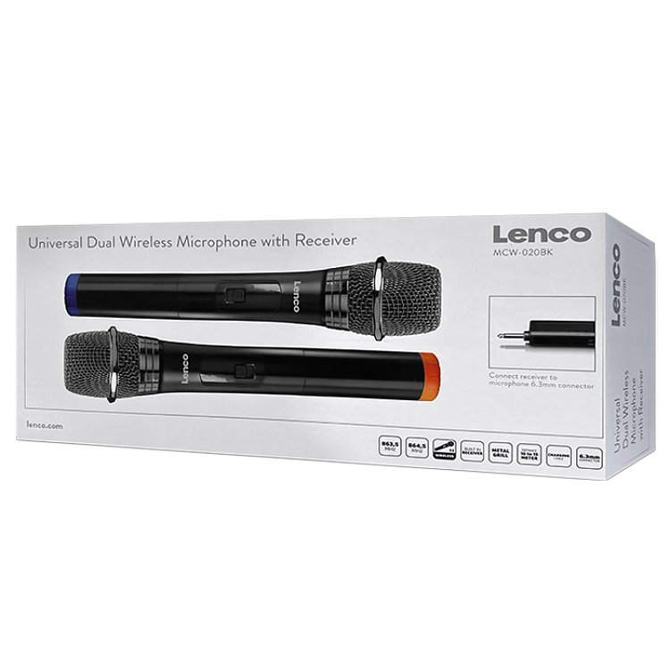 LENCO MCW-020 Σετ 2 Ασύρματων Μικροφώνων 6.3mm 246-0017