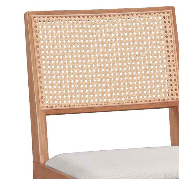 Καρέκλα Winslow pakoworld ξύλο rubberwood ανοικτό καρυδί-pvc rattan φυσικό-ύφασμα γκρι 2τμχ 247-000002