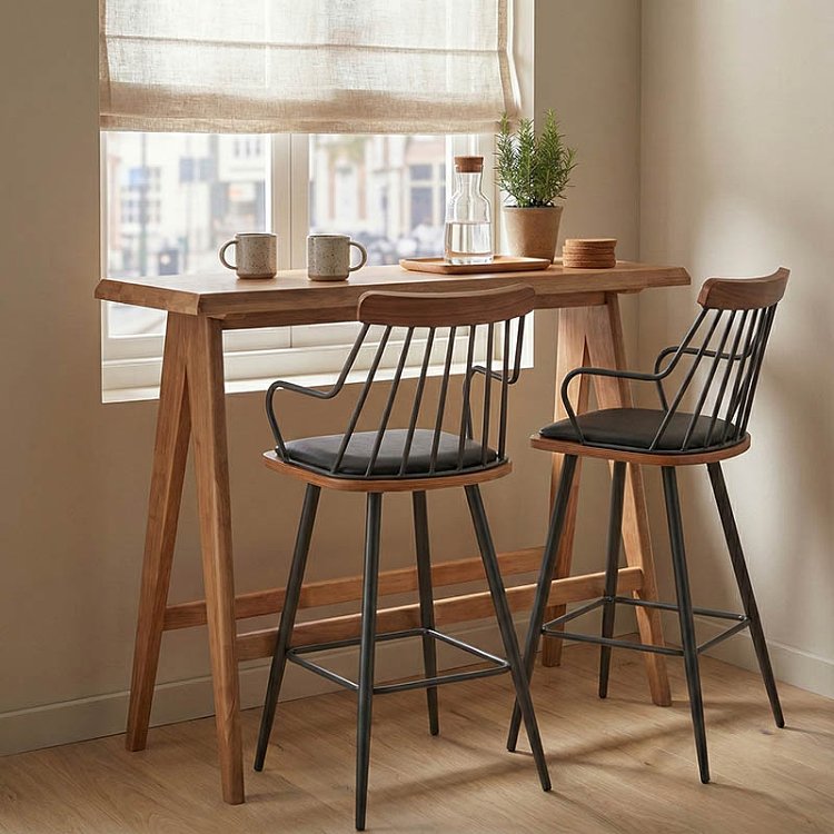 Τραπέζι Bar Winslow pakoworld ξύλο rubberwood ανοικτό καρυδί 120x45x100εκ 247-000006