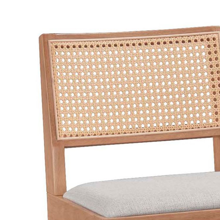 Σκαμπό bar Winslow pakoworld ξύλο rubberwood ανοικτό καρυδί-pvc rattan φυσικό-ύφασμα γκρι 44.5x46x98εκ 2τμχ 247-000007