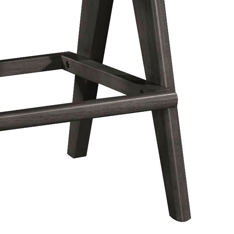 Σκαμπό bar Winslow pakoworld ξύλο rubberwood μαύρο-pvc rattan φυσικό-ύφασμα γκρι 44.5x46x98εκ 2τμχ 247-000008