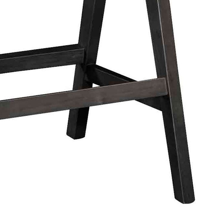 Σκαμπό bar Winslow pakoworld ξύλο rubberwood μαύρο-pvc rattan φυσικό-ύφασμα γκρι 2τμχ 247-000010