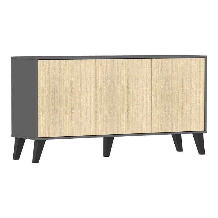 Μπουφές Billie pakoworld ανθρακί-sonoma 149x40x77εκ 248-000029