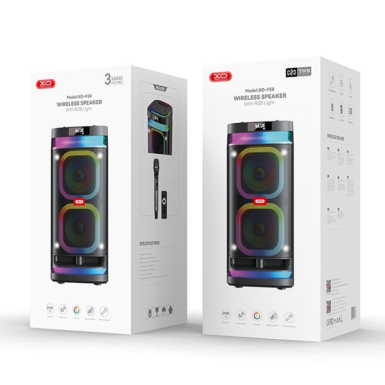 XO F58  Φορητό Ηχείο Bluetooth TWS RGB Φωτισμό 40W 249-0102