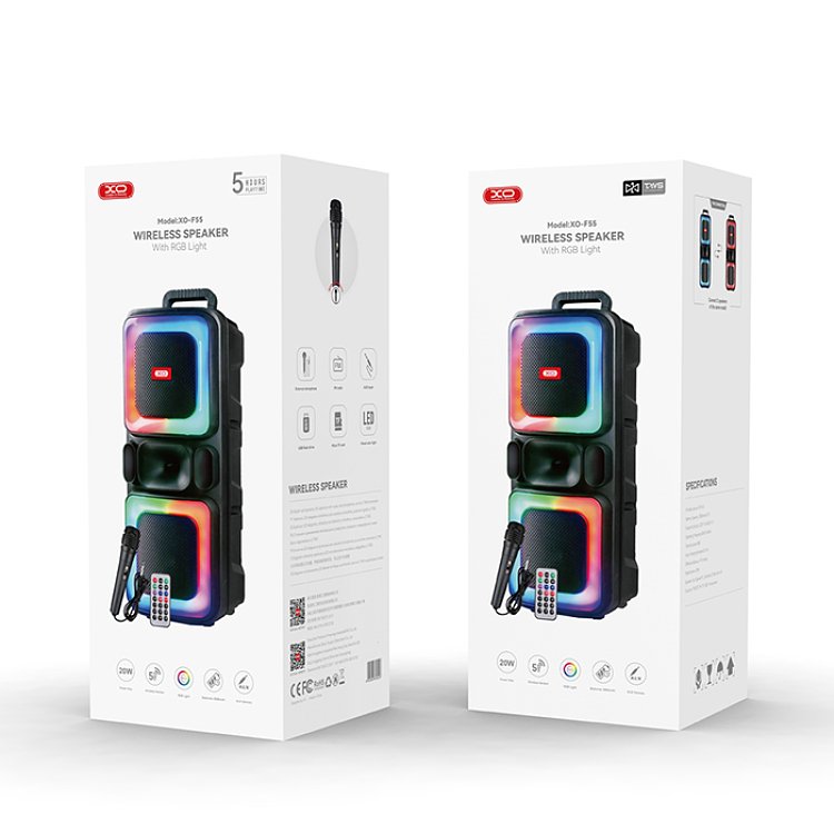XO F55  Φορητό Ηχείο Bluetooth TWS RGB Φωτισμό 20W 249-0103