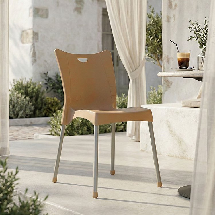 Καρέκλα Crafted pakoworld PP cappucino-αλουμίνιο γκρι 253-000037