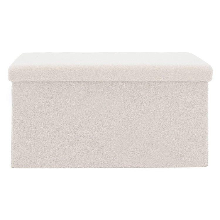Σκαμπό-μπαούλο Forward pakoworld ύφασμα μπουκλέ ivory 76.5x38x37.5εκ 257-000004