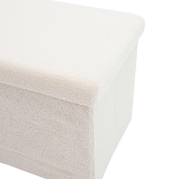 Σκαμπό-μπαούλο Forward pakoworld ύφασμα μπουκλέ ivory 76.5x38x37.5εκ 257-000004