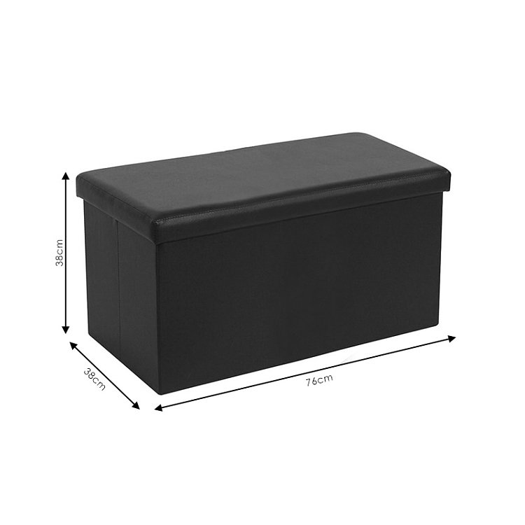 Σκαμπό-μπαούλο Cooperation pakoworld pu μαύρο 76x38x38εκ 257-000006
