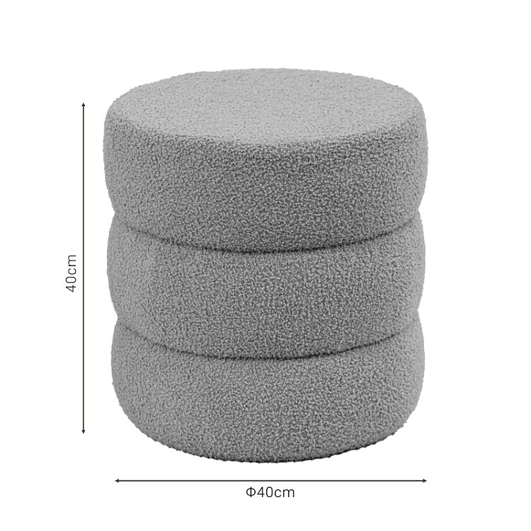 Σκαμπό-πουφ Kioto pakoworld μπουκλέ καφέ Φ40x40εκ 257-000021