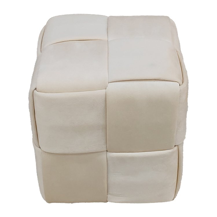 Σκαμπό Jisko pakoworld μπεζ βελούδο 38x38x40εκ 257-000028