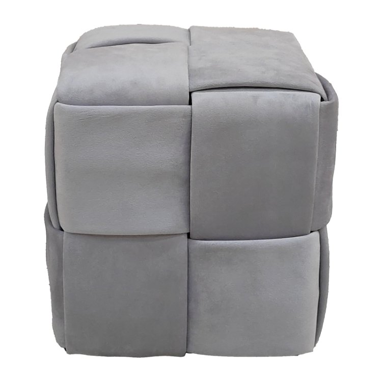 Σκαμπό Jisko pakoworld γκρι βελούδο 38x38x40εκ 257-000029