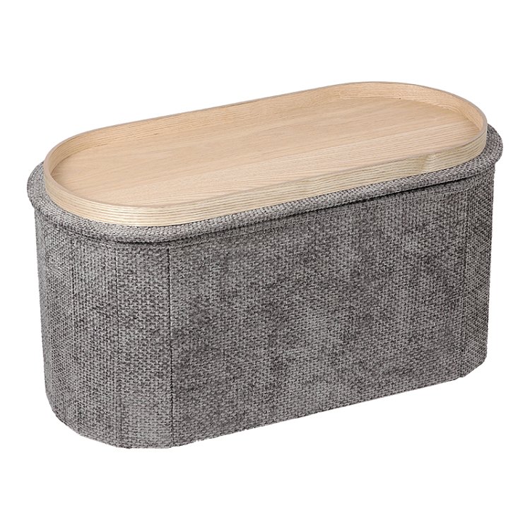 Σκαμπό-μπαούλο Trebia pakoworld γκρι ύφασμα 76x38x38εκ 257-000051