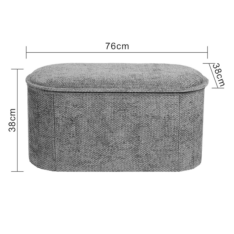 Σκαμπό-μπαούλο Trebia pakoworld γκρι ύφασμα 76x38x38εκ 257-000051