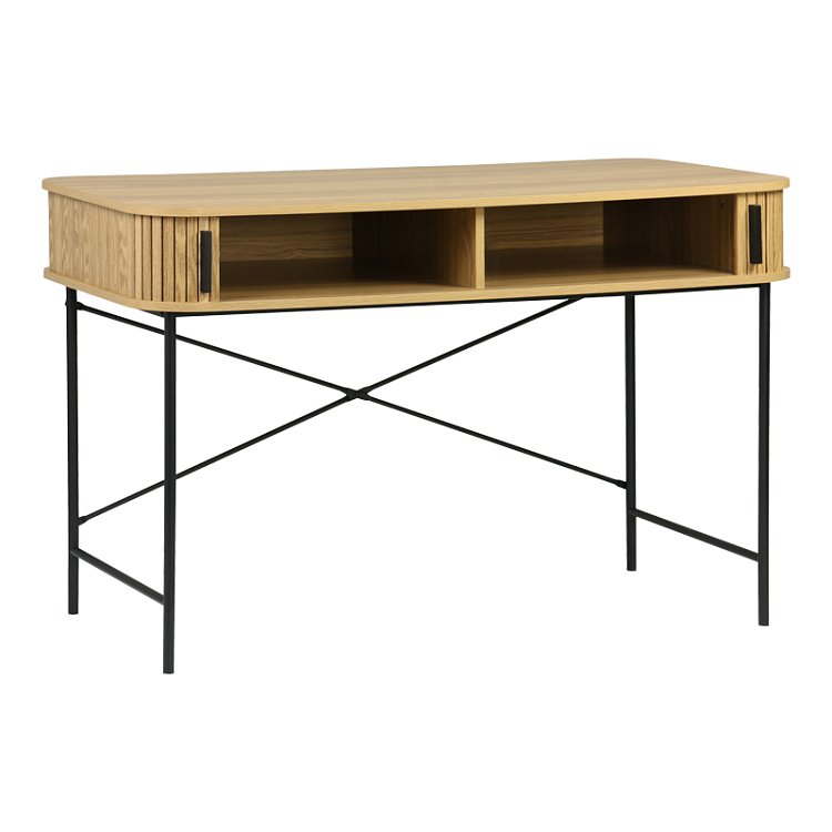Γραφείο εργασίας Scandi pakoworld MDF/Metal σε φυσική απόχρωση με μεταλλικά μαύρα πόδια 120x60x76,5εκ 260-000024