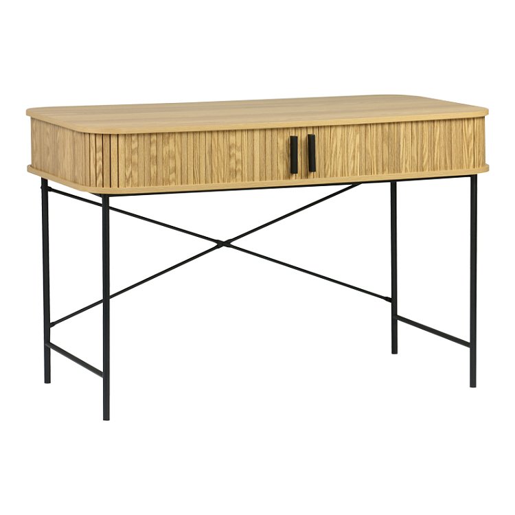 Γραφείο εργασίας Scandi pakoworld MDF/Metal σε φυσική απόχρωση με μεταλλικά μαύρα πόδια 120x60x76,5εκ 260-000024