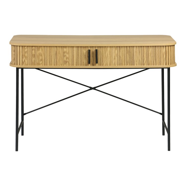 Γραφείο εργασίας Scandi pakoworld MDF/Metal σε φυσική απόχρωση με μεταλλικά μαύρα πόδια 120x60x76,5εκ 260-000024